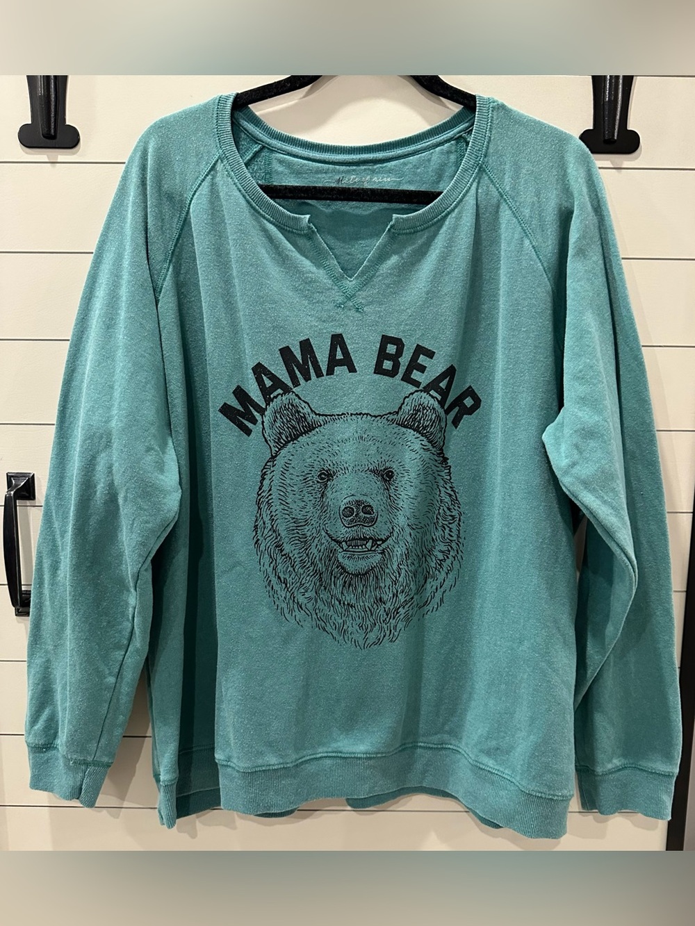 State of Mine Mama Bear Teal Pullover Sweatshirt - Women XXL